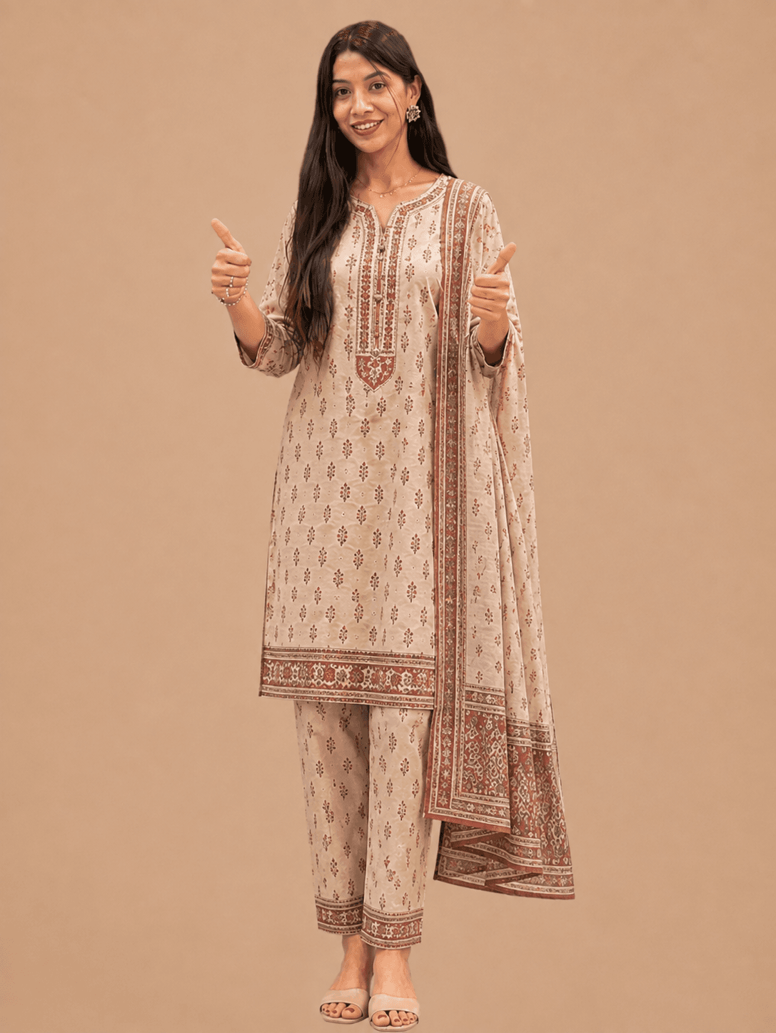 Straight 3 Piece - Ladies Cotton Suit Manufacturer